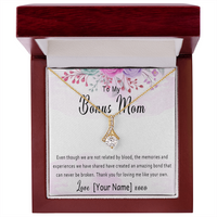 Personalized Bonus Mom Necklace – Custom Bonus Mom Jewelry Gift for Mother's Day, Birthday or Christmas Present - "Even though we are not related by blood"