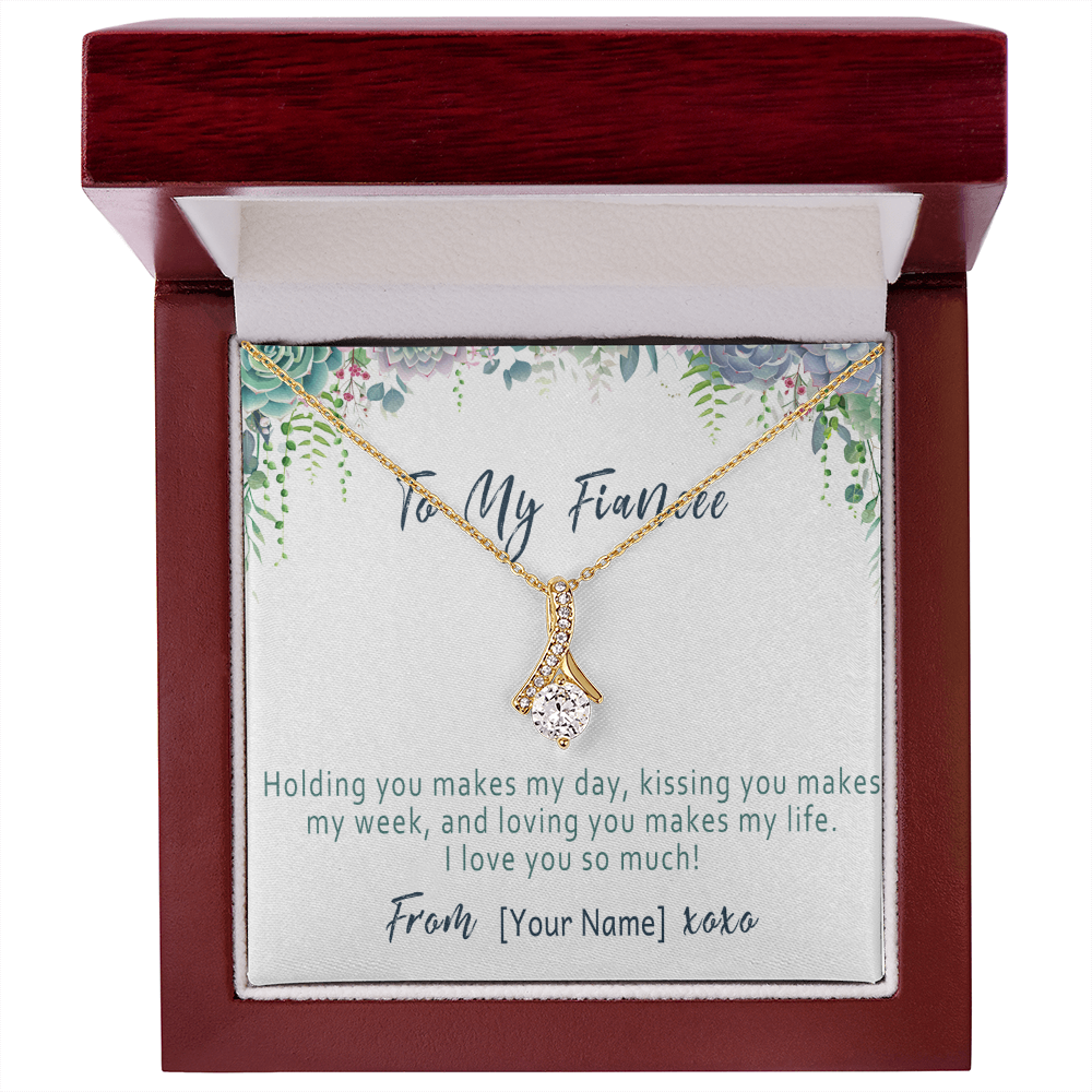 Personalized Fiancée Necklace – Custom Romantic Gift from Future Husband – “Holding you makes my day”