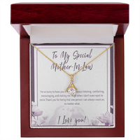 Mother in Law Necklace – Sentimental Gift from Son in Law or Daughter in Law, Thoughtful Jewelry with Message Card - "I'm so lucky to have you in my life"