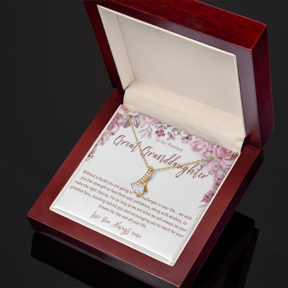 Great Granddaughter Necklace from a Great Grandparents – Sentimental Gift with Message Card - "Without a doubt you are going to face challenges..."