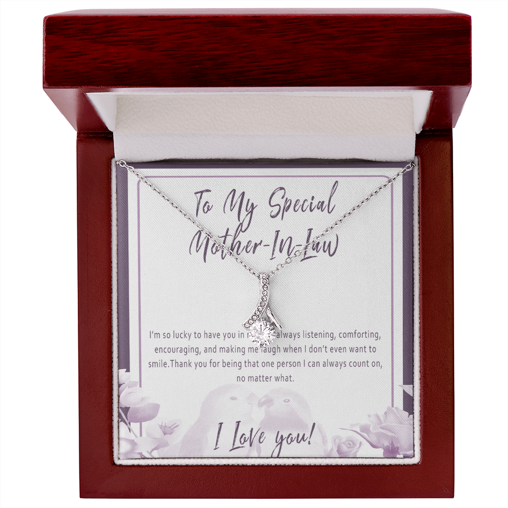 Mother in Law Necklace – Sentimental Gift from Son in Law or Daughter in Law, Thoughtful Jewelry with Message Card - "I'm so lucky to have you in my life"