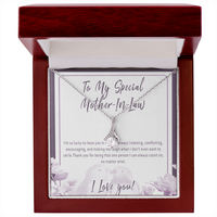 Mother in Law Necklace – Sentimental Gift from Son in Law or Daughter in Law, Thoughtful Jewelry with Message Card - "I'm so lucky to have you in my life"