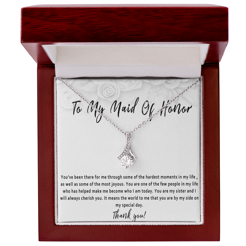 Sister Maid of Honor Necklace – Sentimental Maid of Honor Gift from Bride to Sister, Wedding Day Gift for Maid of Honor Sister - "You've been there for me"