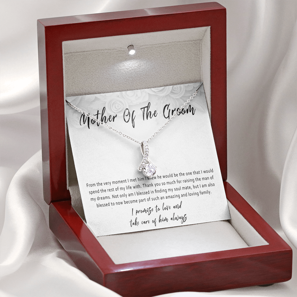 Mother of the Groom Necklace Gift – Wedding Day Present for Mother of the Groom, Jewelry Gift from Bride – “From the Very Moment I Met Him”