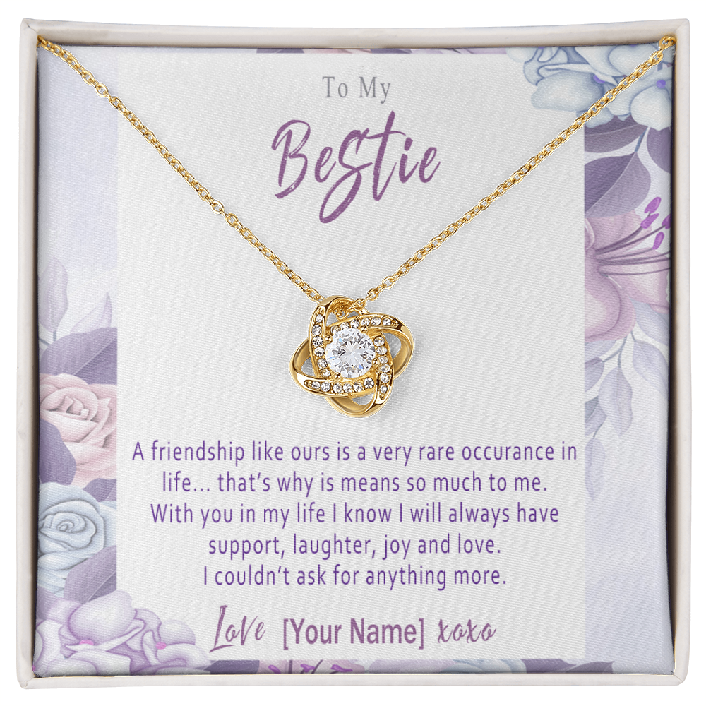 Personalized Bestie Necklace Gift – Custom Love Knot Friendship Jewelry, Meaningful Birthday Christmas Present for Best Friend – “A Friendship Like Ours”