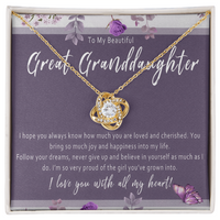 Great Granddaughter Necklace from Great Grandparent – Meaningful Love Knot Jewelry Gift of Everyday Encouragement - I Hope You Always Know