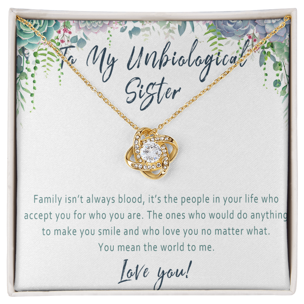 Unbiological Sister Necklace from Stepbrother or Stepsister – Meaningful Like A Sister Gift Idea - "Family isn't always blood"