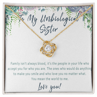 Unbiological Sister Necklace from Stepbrother or Stepsister – Meaningful Like A Sister Gift Idea - "Family isn't always blood"