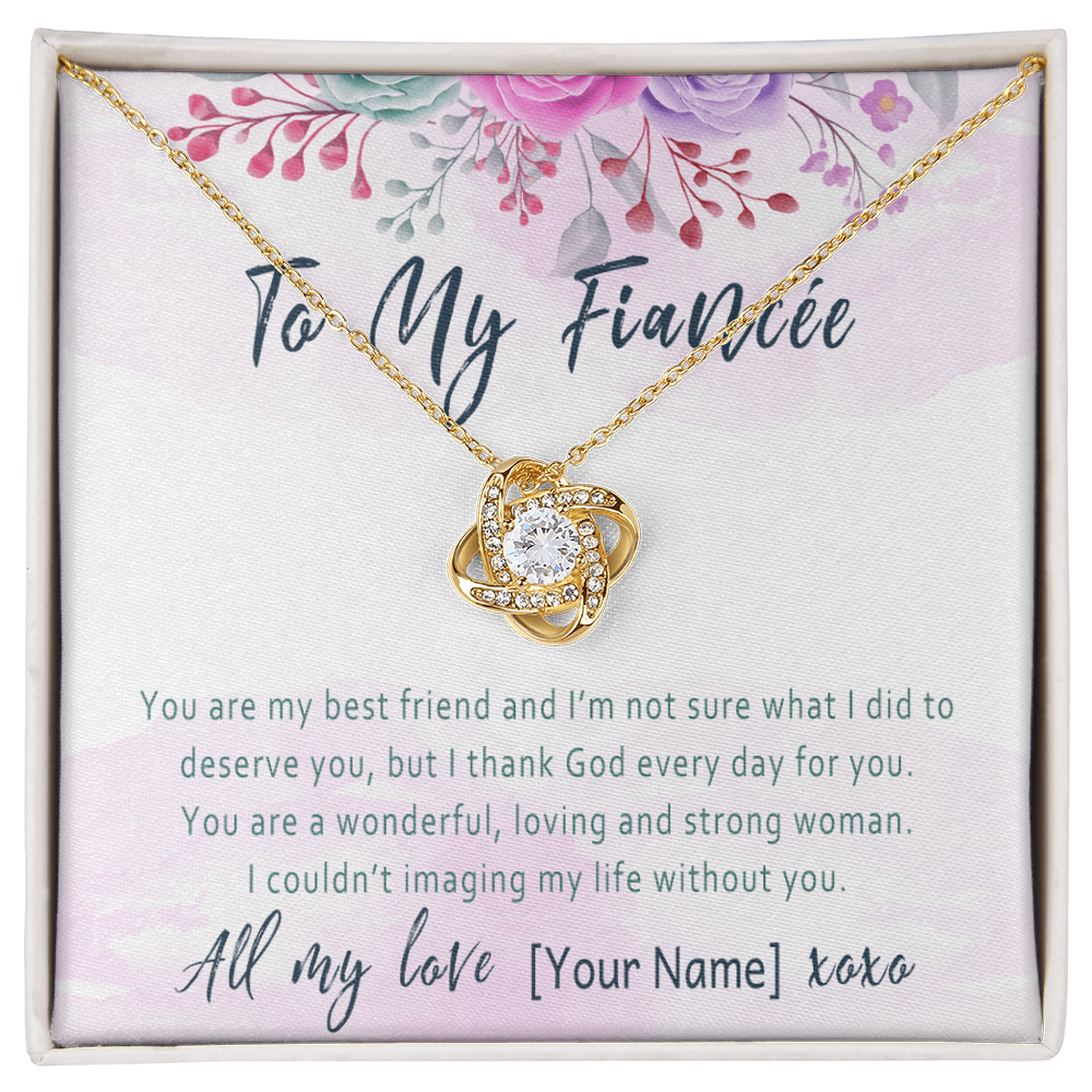 Personalized Fiancée Love Knot Necklace Present – Romantic Custom Gift for Future Wife  – “You Are My Best Friend”