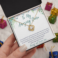 Nana Mothers Day Necklace – Nana Gift from Grandkids, Love Knot Nana Jewelry Present - "I'm so grateful for all the love"