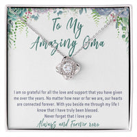 Oma Mother's Day Necklace Gift from Grandchild – Love Knot Oma Gift, Grandma Jewelry Keepsake - "I am so grateful for all the love..."