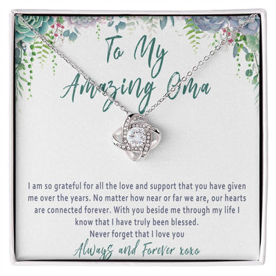 Oma Mother's Day Necklace Gift from Grandchild – Love Knot Oma Gift, Grandma Jewelry Keepsake - 