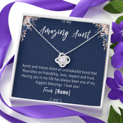 Aunt Necklace from Niece – Personalized Love Knot Gift for Amazing Aunt, Custom Meaningful Aunt Birthday Gift - 