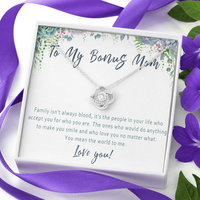 Bonus Mom Necklace – Stepmom Gift from Stepdaughter or Stepson, Sentimental Jewelry Gift Idea for Mother Figure - "Family isn't always blood"