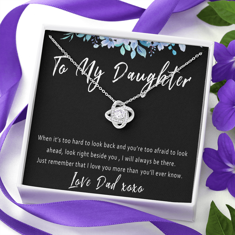 Daughter Necklace Gift from Dad – Everyday Encouragement & Support Necklace Present for Tough Times - "When it is too hard to look back"