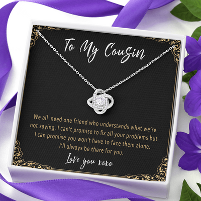 Cousin Necklace Gift – Meaningful Cousin Present from Cousin, Sister by Heart Jewelry with Love Knot Pendant - 