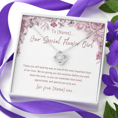 Personalized Flower Girl Necklace Gift – Wedding Necklace for Flower Girl Before Ceremony, Meaningful Flower Girl Jewelry Keepsake - 