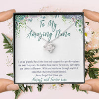 Nana Mothers Day Necklace – Nana Gift from Grandkids, Love Knot Nana Jewelry Present - "I'm so grateful for all the love"