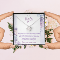 Personalized Bestie Necklace Gift – Custom Love Knot Friendship Jewelry, Meaningful Birthday Christmas Present for Best Friend – “A Friendship Like Ours”