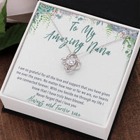 Nana Mothers Day Necklace – Nana Gift from Grandkids, Love Knot Nana Jewelry Present - "I'm so grateful for all the love"