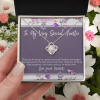 Personalized Auntie Necklace – Custom Meaningful Gift for Auntie from Niece or Nephew - "Thank you for being my constant source of friendship"