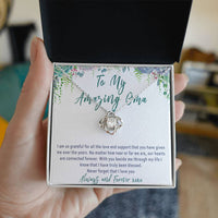 Oma Mother's Day Necklace Gift from Grandchild – Love Knot Oma Gift, Grandma Jewelry Keepsake - "I am so grateful for all the love..."