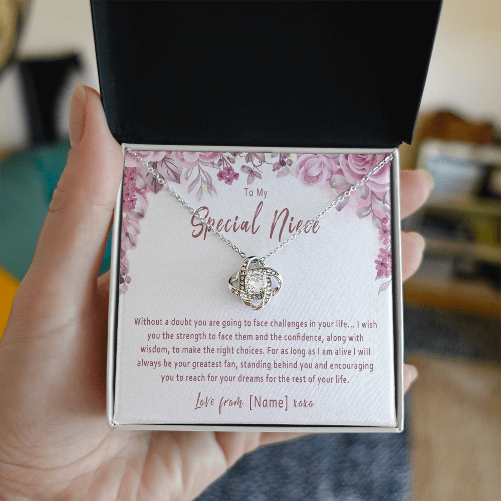 Personalized Niece Necklace – Custom Gift from Aunt or Uncle, Meaningful Birthday Gift for Niece - "Without a doubt you are going to face challenges"
