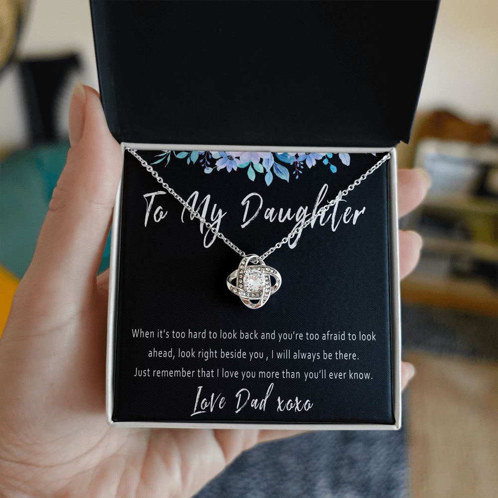 Daughter Necklace Gift from Dad – Everyday Encouragement & Support Necklace Present for Tough Times - "When it is too hard to look back"