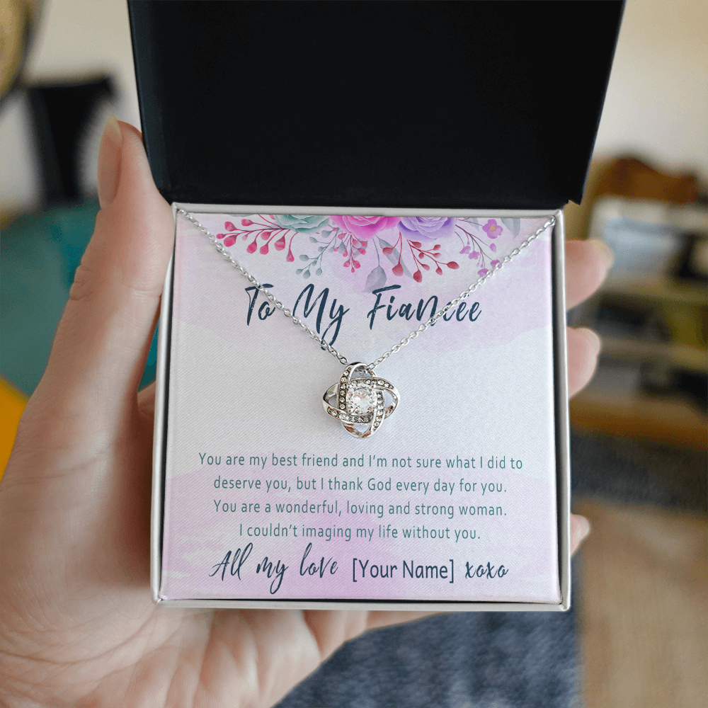 Personalized Fiancée Love Knot Necklace Present – Romantic Custom Gift for Future Wife  – “You Are My Best Friend”