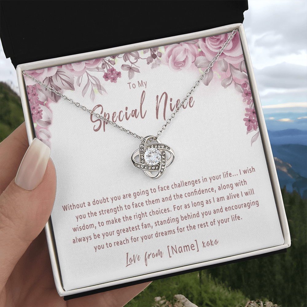Personalized Niece Necklace – Custom Gift from Aunt or Uncle, Meaningful Birthday Gift for Niece - "Without a doubt you are going to face challenges"