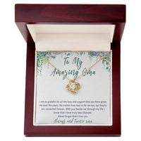 Oma Mother's Day Necklace Gift from Grandchild – Love Knot Oma Gift, Grandma Jewelry Keepsake - "I am so grateful for all the love..."