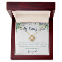 Bonus Mom Necklace – Stepmom Gift from Stepdaughter or Stepson, Sentimental Jewelry Gift Idea for Mother Figure - "Family isn't always blood"