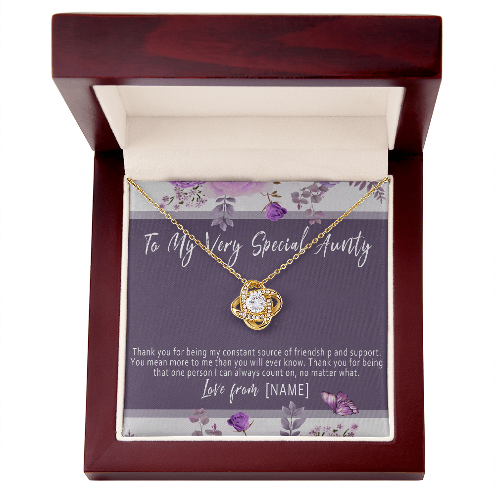 Personalized Aunty Necklace Present – Meaningful Gift for Aunty from Niece or Nephew - "Thank you for being my constant source of friendship"