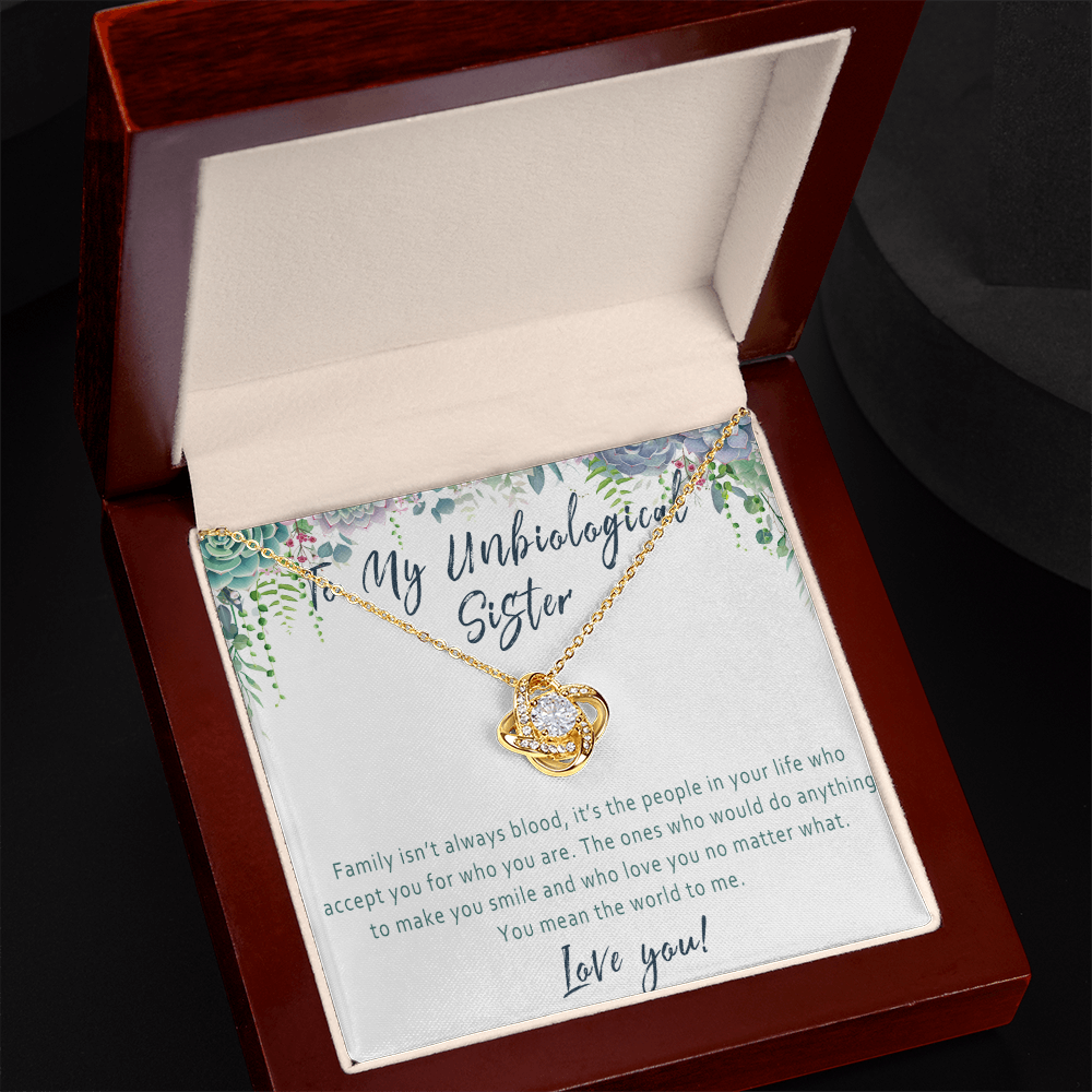 Unbiological Sister Necklace from Stepbrother or Stepsister – Meaningful Like A Sister Gift Idea - "Family isn't always blood"