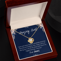 Aunt Necklace from Niece – Personalized Love Knot Gift for Amazing Aunt, Custom Meaningful Aunt Birthday Gift - "Aunts and nieces share an unbreakable bond"