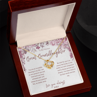 Great Granddaughter Love Knot Necklace from Great Grandparent – Sentimental Gift with Message Card - "You are an incredible blessing in my life..."