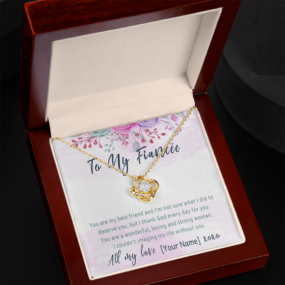 Personalized Fiancée Love Knot Necklace Present – Romantic Custom Gift for Future Wife  – “You Are My Best Friend”