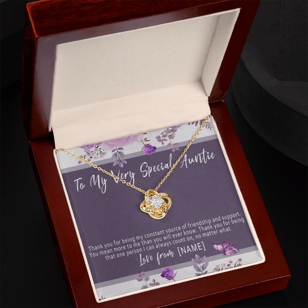 Personalized Auntie Necklace – Custom Meaningful Gift for Auntie from Niece or Nephew - "Thank you for being my constant source of friendship"