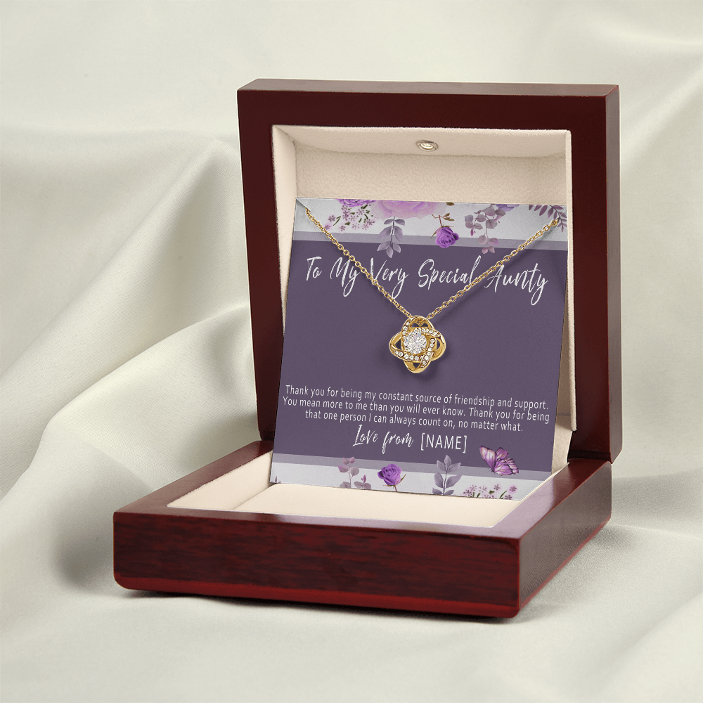 Personalized Aunty Necklace Present – Meaningful Gift for Aunty from Niece or Nephew - "Thank you for being my constant source of friendship"