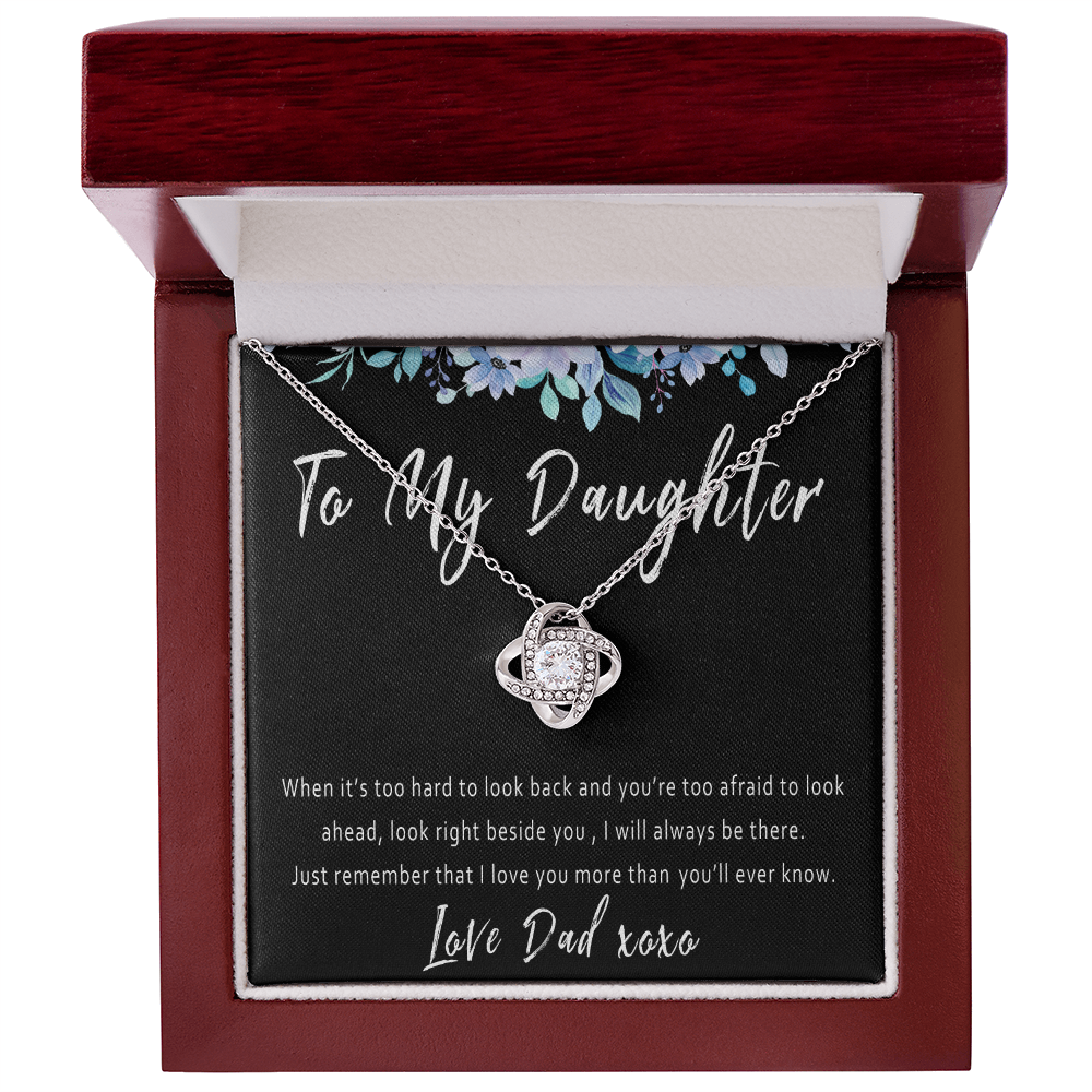 Daughter Necklace Gift from Dad – Everyday Encouragement & Support Necklace Present for Tough Times - "When it is too hard to look back"