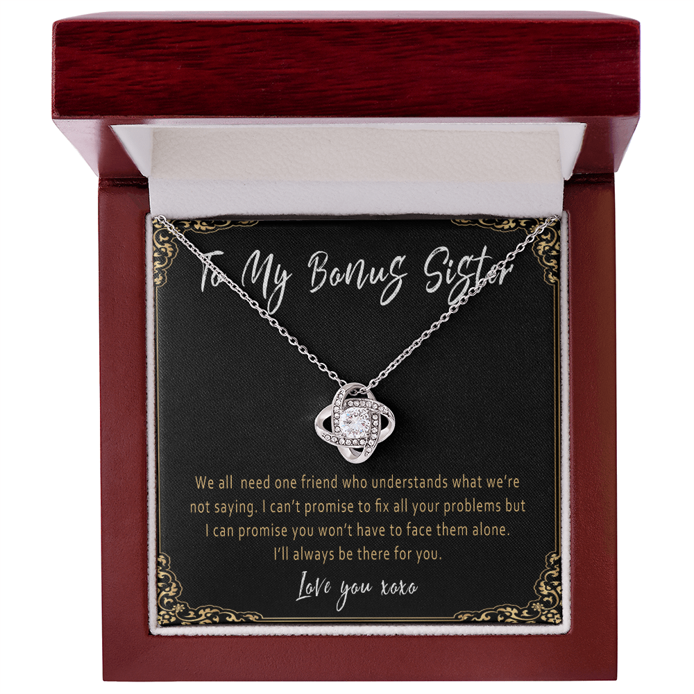 Bonus Sister Necklace – Meaningful Sister by Heart Gift from Stepbrother or Stepsister - "We all need one friend who understands"