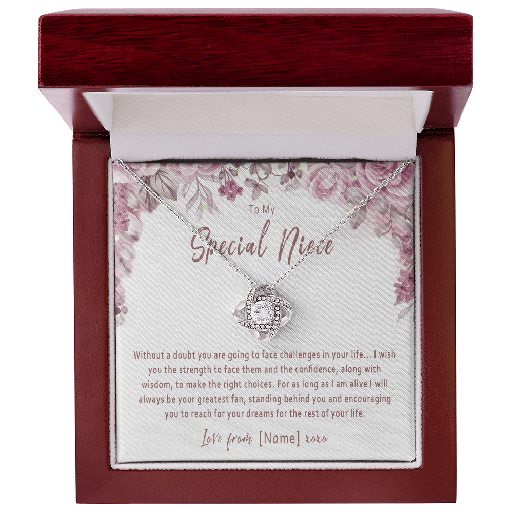 Personalized Niece Necklace – Custom Gift from Aunt or Uncle, Meaningful Birthday Gift for Niece - "Without a doubt you are going to face challenges"