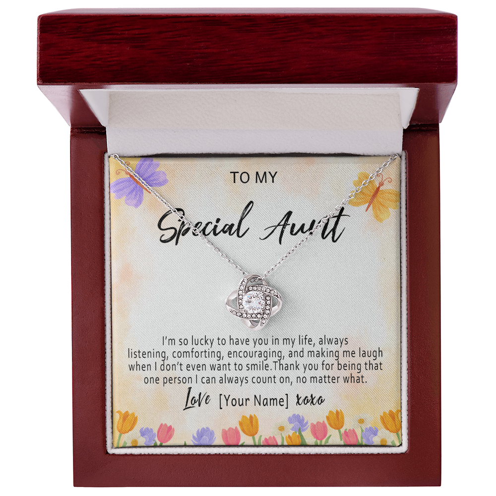 Personalized Aunt Necklace Gift from Niece or Nephew, Custom Meaningful Aunt Birthday Jewelry Present - "I'm so lucky to have you in my life"