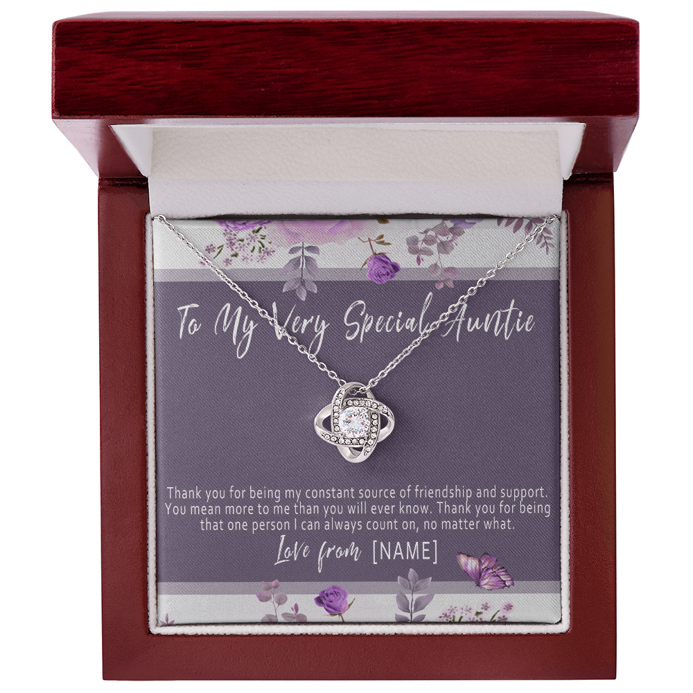 Personalized Auntie Necklace – Custom Meaningful Gift for Auntie from Niece or Nephew - "Thank you for being my constant source of friendship"