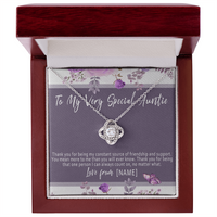 Personalized Auntie Necklace – Custom Meaningful Gift for Auntie from Niece or Nephew - "Thank you for being my constant source of friendship"