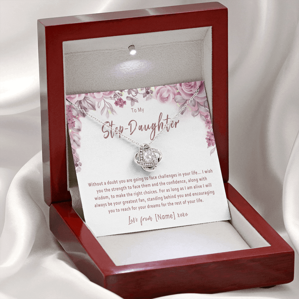 Personalized Step Daughter Necklace – Custom Present from Step Mom or Step Dad - "Without a doubt you are going to face challenges"