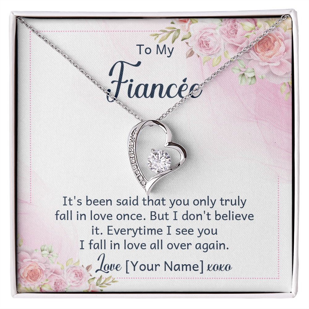 Personalized Fiancée Necklace Gift – Custom Romantic Engagement Jewelry for Future Wife, Meaningful Anniversary Birthday Present – “It's been said that you only truly fall in love once”