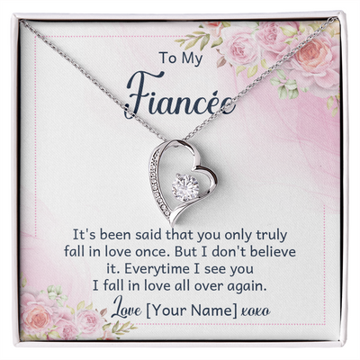 Personalized Fiancée Necklace Gift – Custom Romantic Engagement Jewelry for Future Wife, Meaningful Anniversary Birthday Present – “It's been said that you only truly fall in love once”
