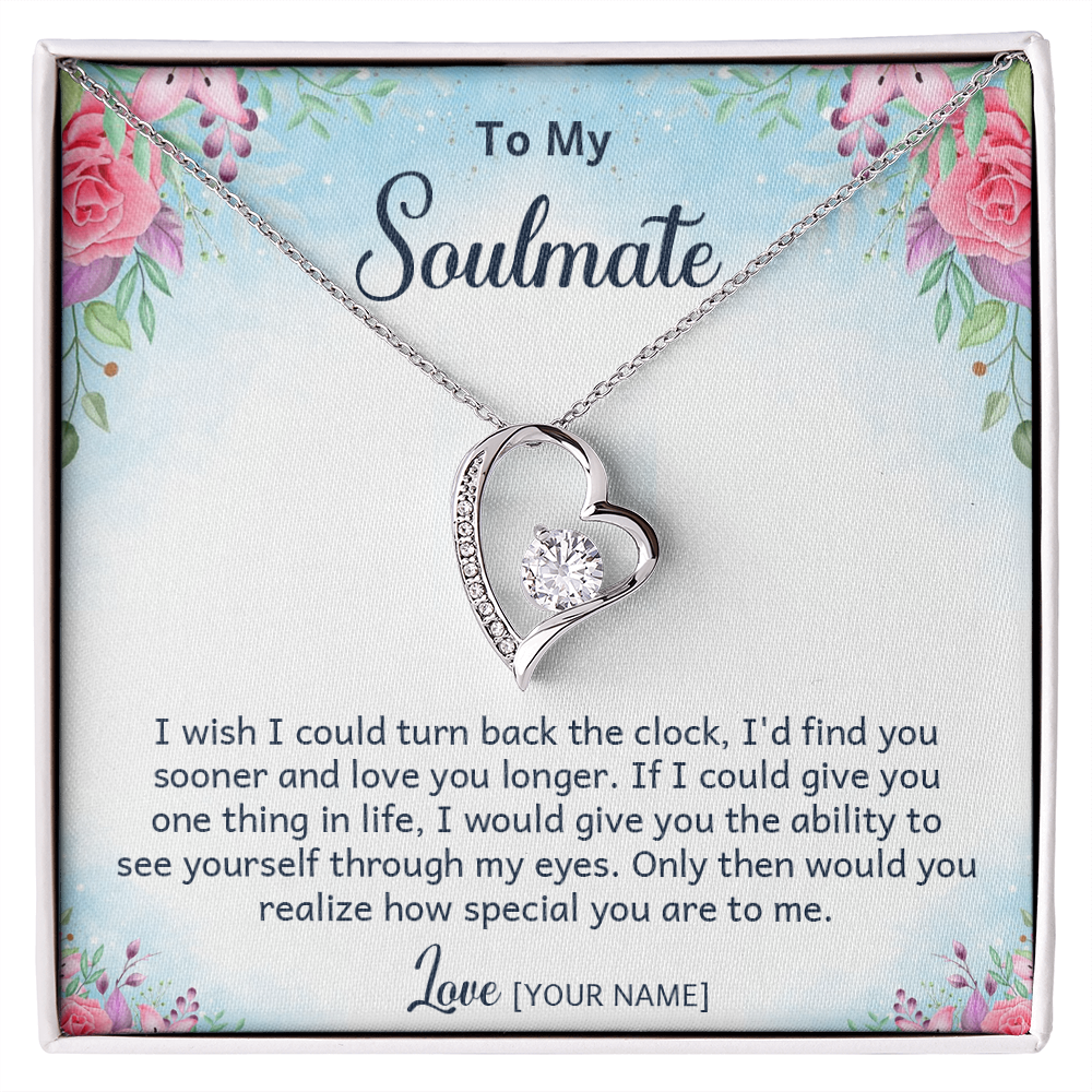 Personalized Soulmate Necklace Gift – Custom Romantic Present Idea for Wife or Girlfriend, Meaningful Anniversary Birthday Christmas Jewelry - "I wish I could turn back the clock"