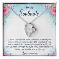 Personalized Soulmate Necklace Gift – Custom Romantic Present Idea for Wife or Girlfriend, Meaningful Anniversary Birthday Christmas Jewelry - "I wish I could turn back the clock"
